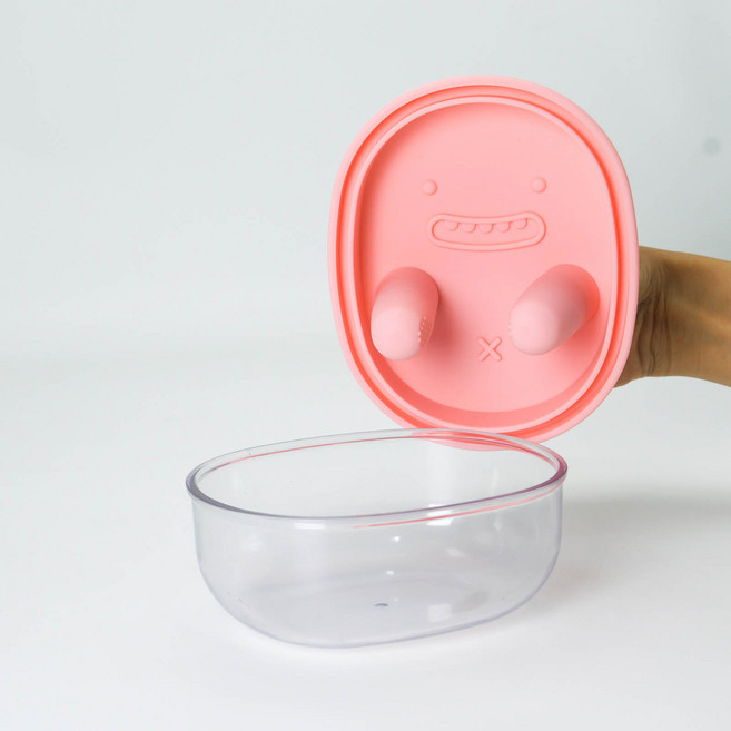 2in1감자칩 용기 밀폐용기 간식통 감자칩 집게 과자집게 손가락 과자 집게(창의적인 간식 먹는 새로운 방법 손가락이 더럽지 않게), 핑크