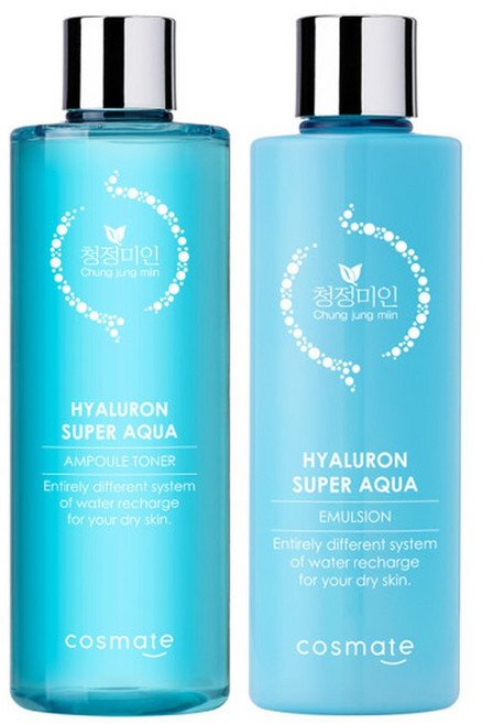 히아루론 수퍼 아쿠아 앰플토너 420ml+에멀전 300ml / 여성 스킨로션 기초화장품 세트 수분 보습 주름 미백, 1세트