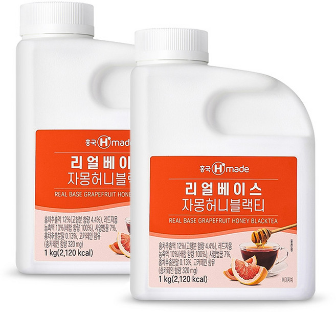 흥국 리얼베이스 자몽허니블랙티 1kg (아이스박스 배송), 아이스박스 배송, 2개, 1L