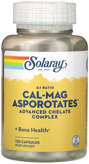 Solaray 2:1 비율의 Cal-Mag 아스포로테이트 고급 킬레이트 복합체 캡슐 120정 Solaray (솔라레이) - 쿠팡