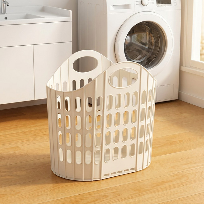 타니아홈 대형 접이식 빨래 바구니, 화이트