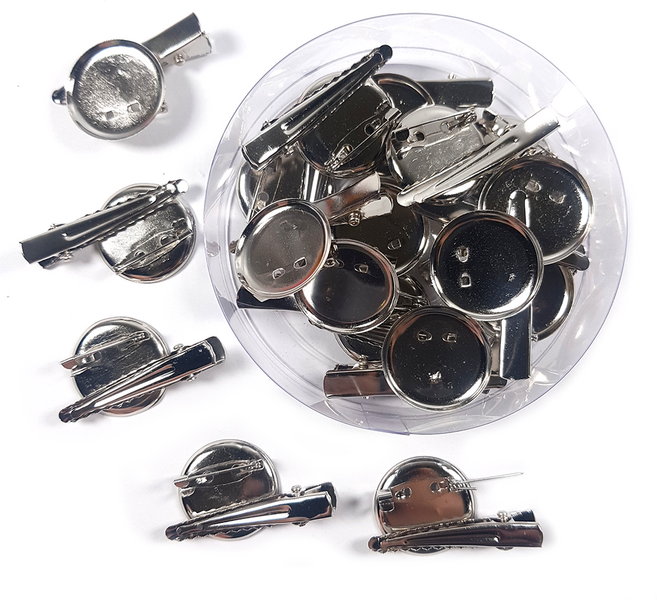 브로치핀 원형집게핀 25mm 20개입 코사지핀 뱃지 만들기 재료, 1통