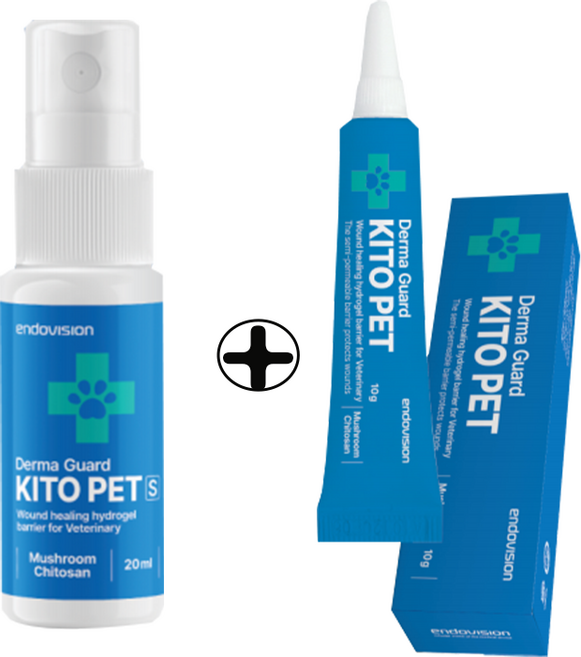 [반려동물] 키토펫 세트 (겔 10g + 스프레이 20ml ) 강아지 고양이 상처연고 반려동물 손상된 피부장벽 보호 창상피복재 [28.11월 제품]