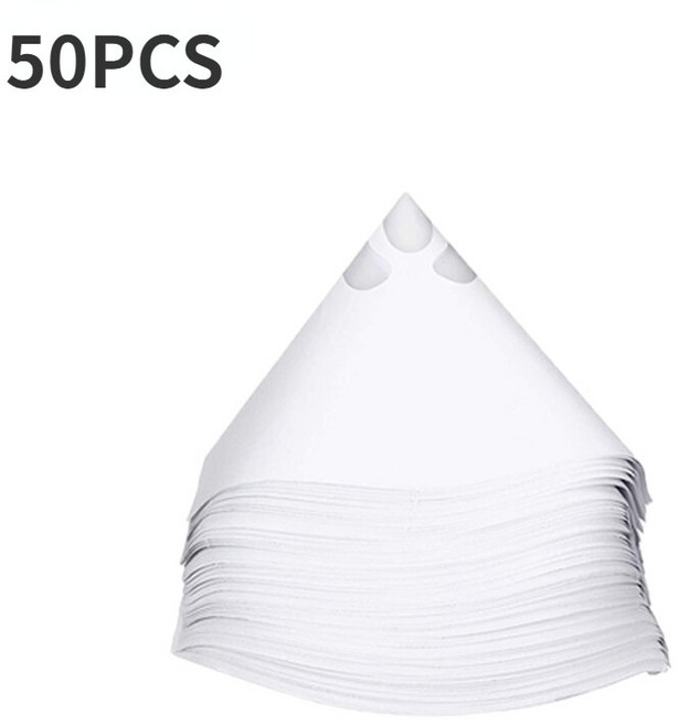50/100Pcs 자동차 페인트 스프레이 메쉬 종이 필터 페인트 종이 정화 스트레인 메쉬 일회용 종이 원추형 깔때기 필터 도구, 50개