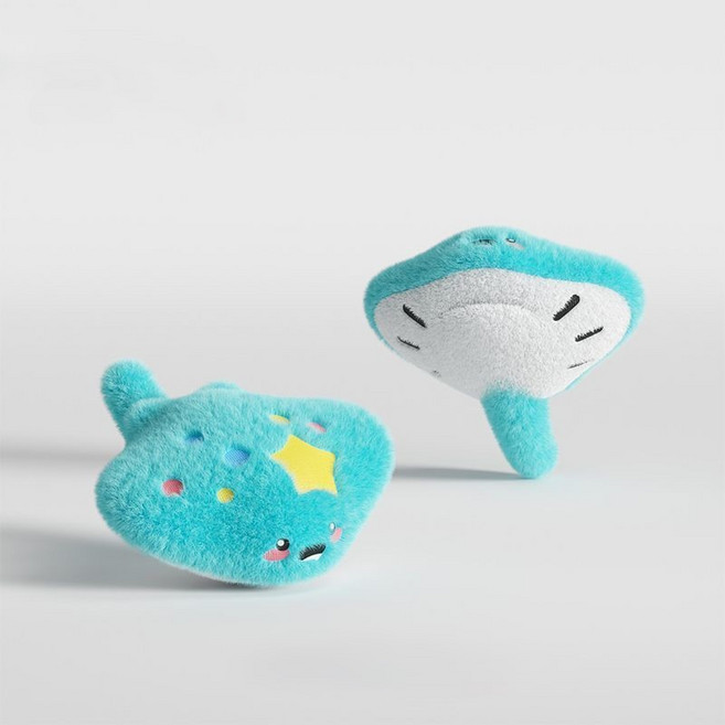 FURENDO 강아지 봉제 삑삑이 간식 숨김 장난감 노즈워크 치아 놀이 소형 중형견용, 1개, 가오리(12*12*4cm)