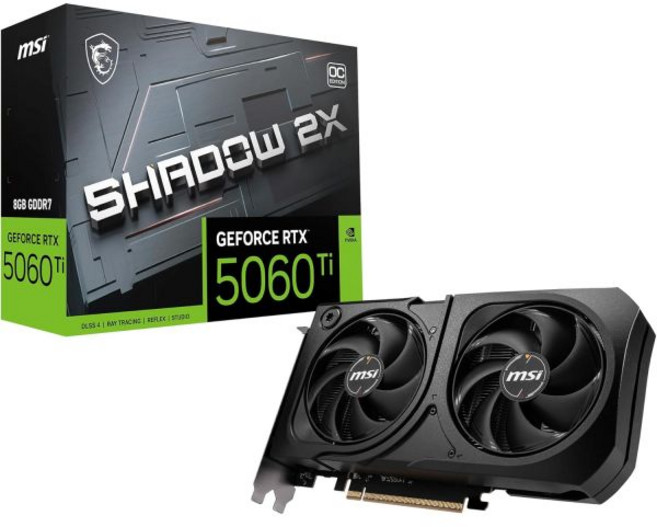 엠에스아이 게이밍 RTX 5060 Ti 8G 섀도우 2X 오버클럭 그래픽 카드 8GB GDDR7 TBA 비트 극한 성능 MHz 디스플레이포트 x3 2.1a HDMI 2.1b 엔, MSI 게이밍 RTX 5060 Ti 8G Shadow