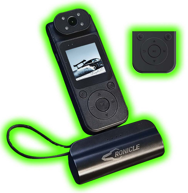 크로니클 초간편 버튼 디스플레이 바디캠 오토바이 자전거 건설현장 관공서 액션캠 블랙박스 괴물용량 24시간 연속 촬영 CTB-3, TF카드 미포함(괴물용량 패키지)