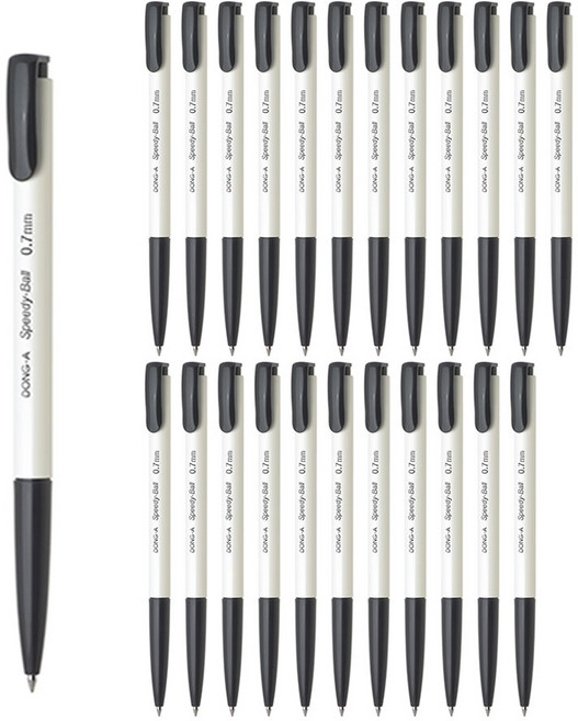 [동아] 스피디볼 사무용 볼펜 0.7mm (24개입), 검정