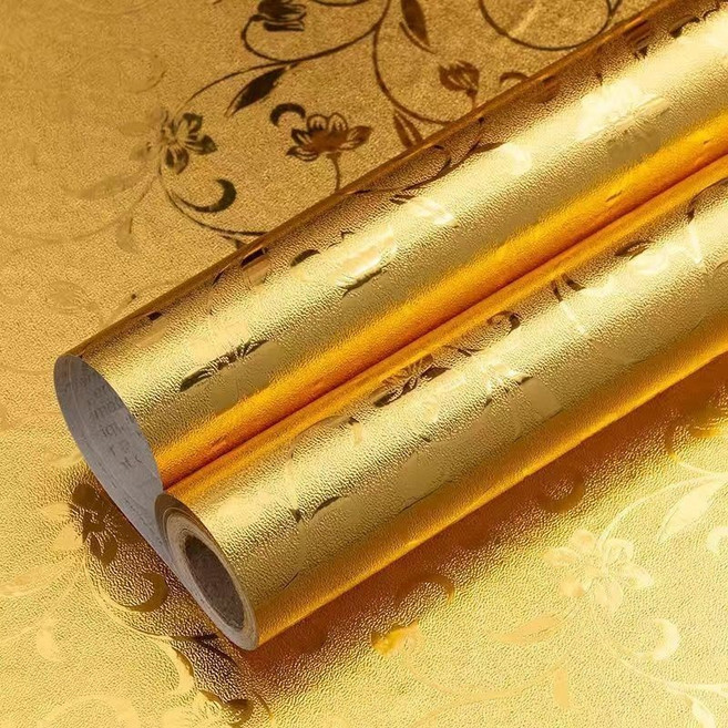 金箔貼紙 佛堂背景裝飾 自粘金色牆貼 廚房防水防油防潮, 1個, 金色藤曼 加厚款 ,62釐米寬*10米長 纍計拚單50000