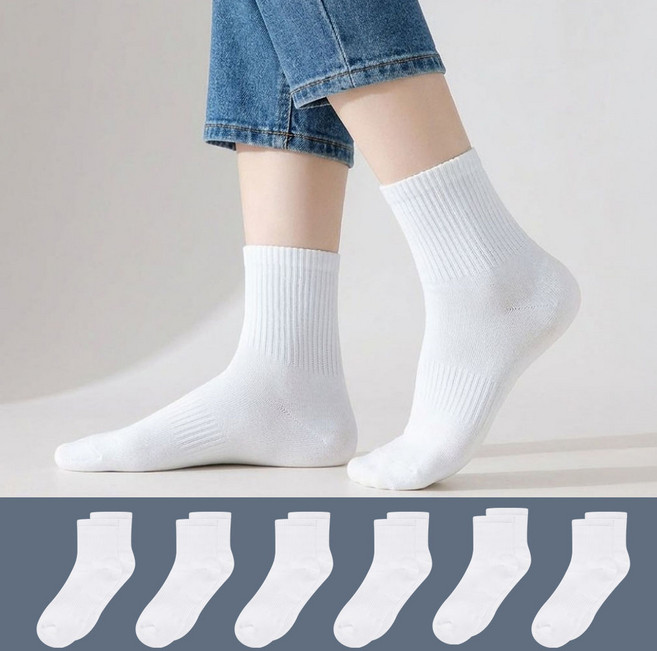 페어링즈 프리미엄 여성 학생 면 무지 중목 양말 세트