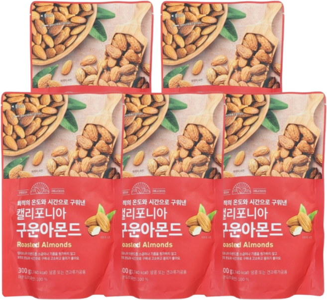 캘리포니아 구운 아몬드 300G(봉), 300g, 5개