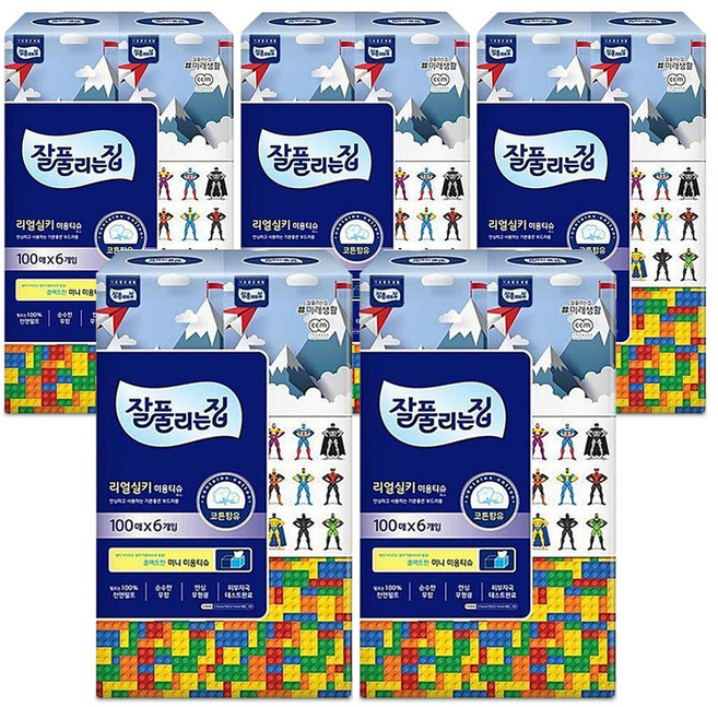 잘풀리는집 리얼실키 천연펄프 미니 정사각 미용티슈, 100매입, 30개