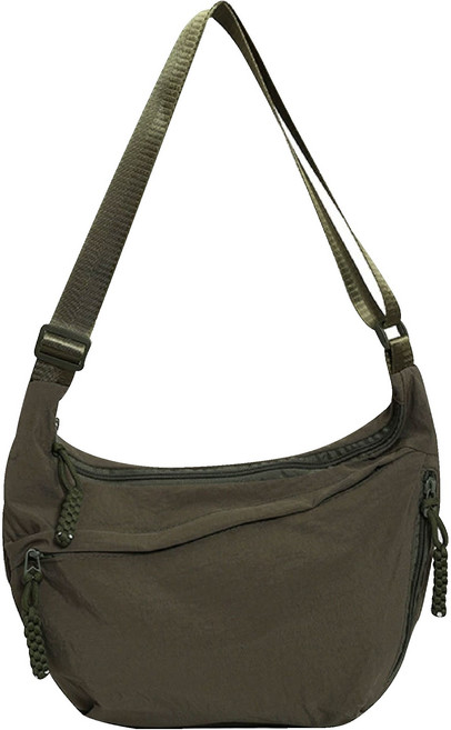 牛角包 月亮包 斜背包, 綠【多夾層｜防潑水】