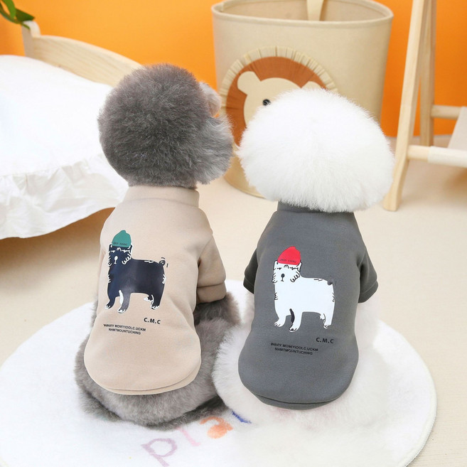 힙합도그 강아지 보온 티셔츠 애견 겨울 옷, XL, 베이지／XL, 1개