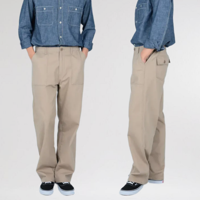 퍼티그 팬츠 아메카지 루즈핏 HBT 남성 와이드 면바지