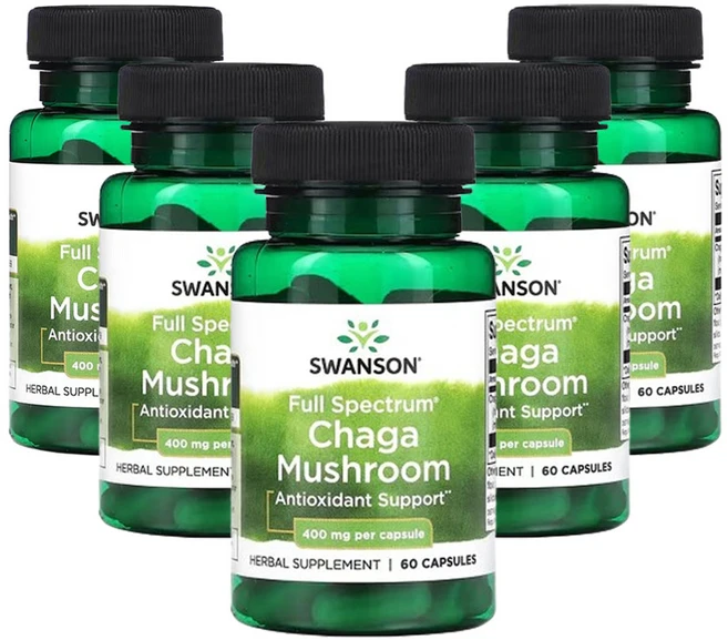 스완슨 풀스펙트롬 차가버섯 400mg 캡슐 60 정, 5개, 60정 - 쿠팡