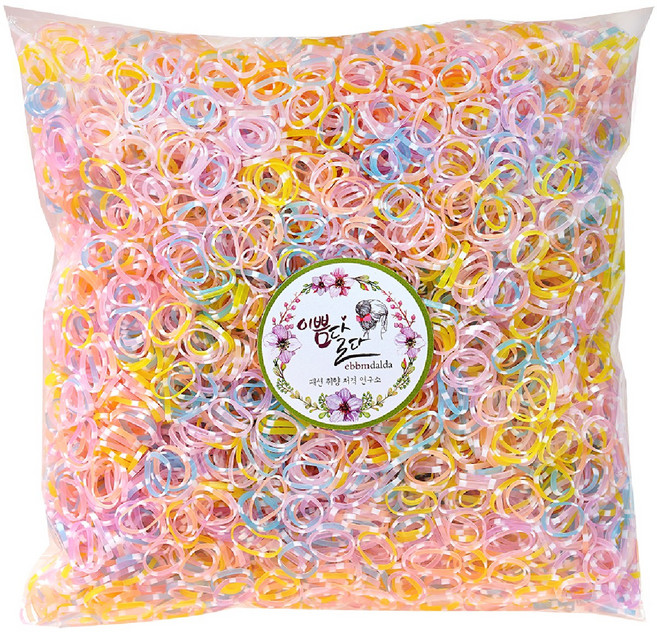 이쁨달다 봉팅클 극소SS 봉봉머리끈 칼라고무줄 100g 이쁨밴드