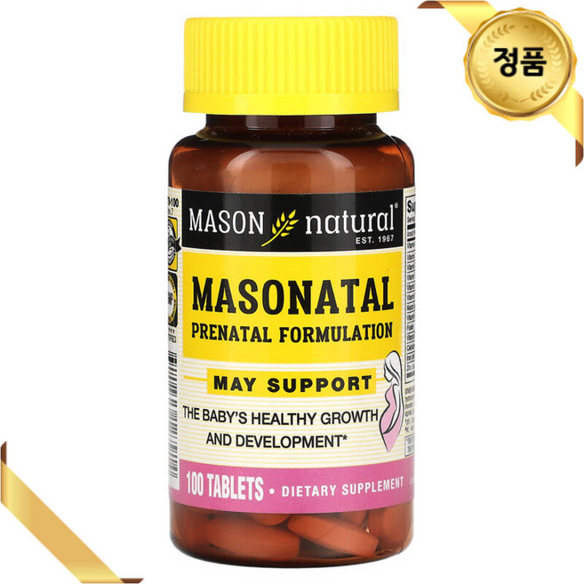 Mason Natural 임산부 종합비타민 100정 칼슘 엽산 아연 철분 비타민C, 1개