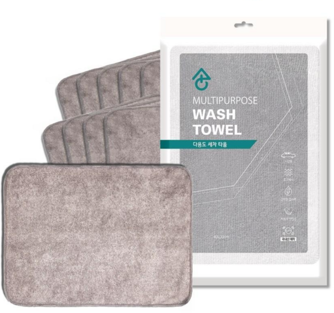 생활플러스 다용도 세차 타월 10매입 극세사 차량용, 그레이, 30개