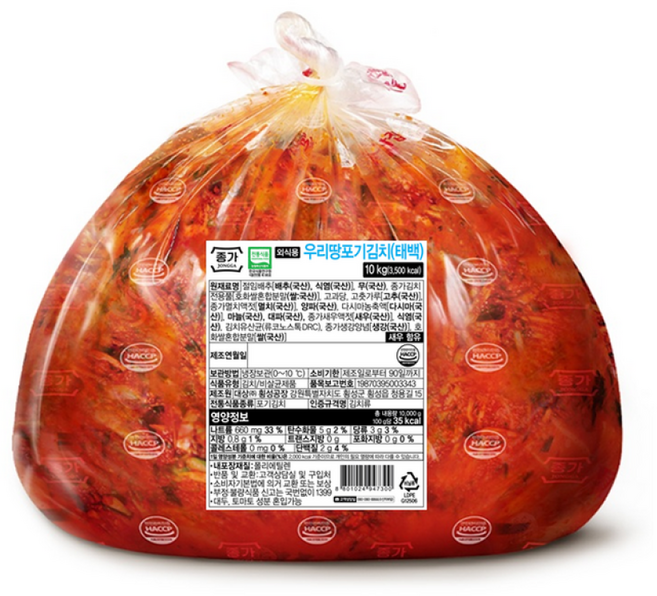 종가집 우리땅배추김치 포기김치 태백 10kg, 1개