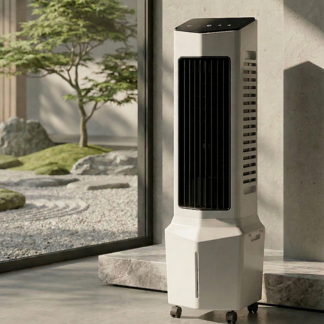 이동식 냉풍기 타워형 무소음 냉풍기 대형 가정용 업소용 저소음 에어쿨러 공업용 산업용 사무실 얼음 대형 무소음, 화이트