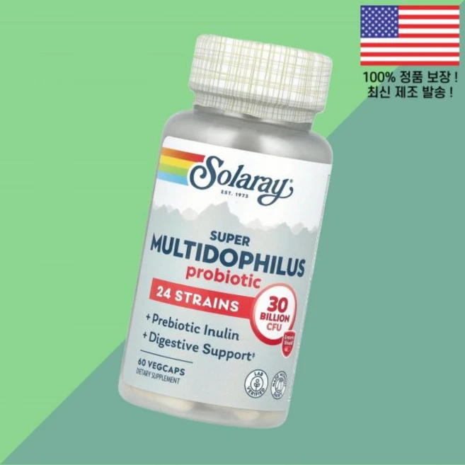 솔라레이 슈퍼 멀티도필러스 프로바이오틱스 유산균 식물성 베지캡슐 60정 Solaray Super Multidophilus Probiotic 60 VegCaps, 1개 - 쿠팡
