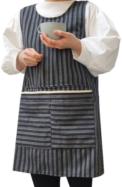 네꼬클럽 다롱이앞치마 지지미 보육교사 어린이집 요양보호사 사회복지사 까실이 여름앞치마, 블랙, 1개