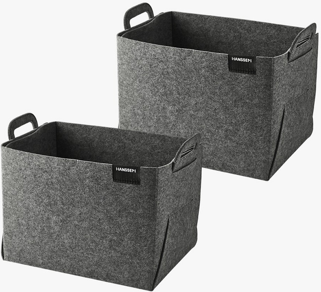 한샘 접이식 펠트 수납바구니 리빙박스 패브릭바구니, 2개, 그레이