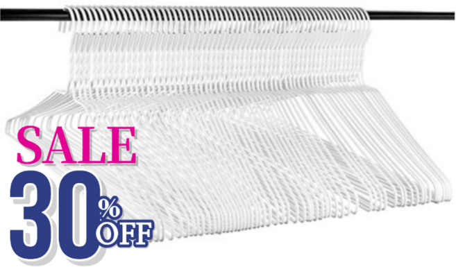 세탁소 옷걸이 정품, 100개, 16인치 화이트