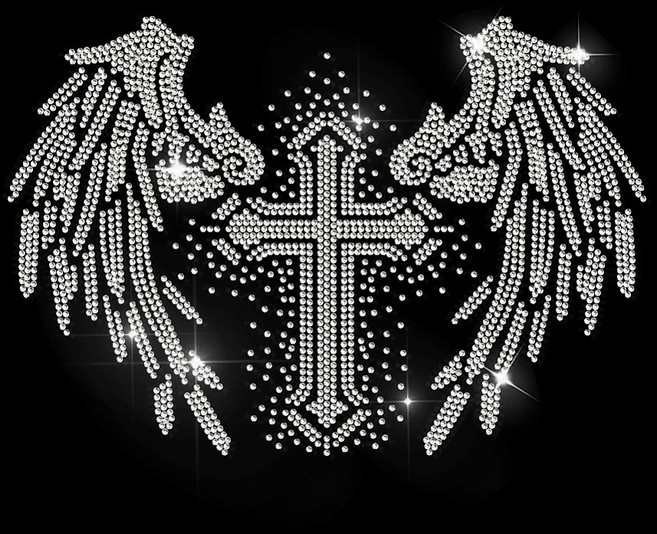 1개 유리 핫픽스 라인스톤 다리미 부착형 아플리케 의상 액세서리 (옷 가방 바지용 십자가 모양 297x210mm), 혼합색