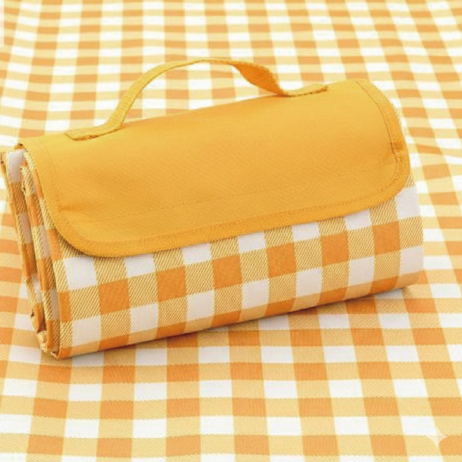 SAMBUEVER 두꺼운 다용도 휴대용 캠핑 방수 돗자리 체크 무늬 피크닉 매트 대형 돗자리, 엘로우