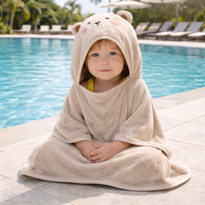 보드라미 후드 비치가운 샤워 목욕 물놀이, 베이지, 1개