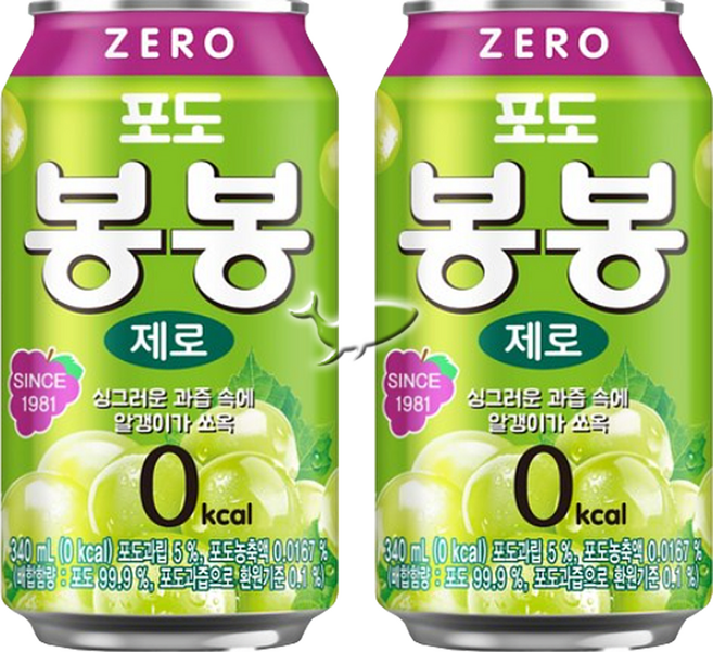해태 포도봉봉 제로 제로칼로리 주스, 340ml, 6개