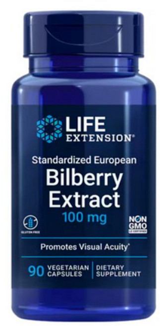 라이프익스텐션 스탠더다이즈드 유러피안 빌베리 추출물 100mg 베지테리안 캡슐, 90정, 1개