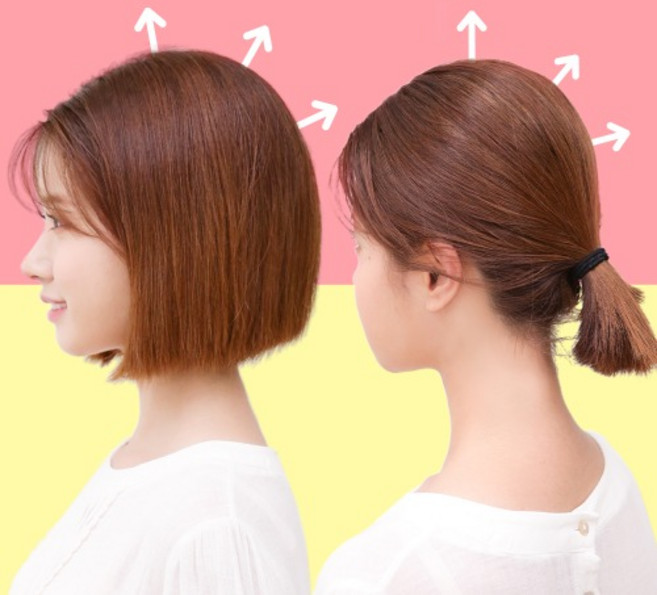 픽앤웨어 볼륨업 뒷머리 정수리 볼륨 헤어뽕 부분가발 단발머리 13cm (똑딱이2개), 내츄럴블랙, 1개