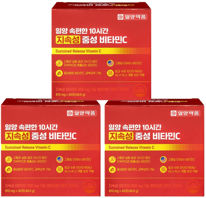 라이프온25 일양 지속성 중성 비타민C 500mg, 60회분, 3박스