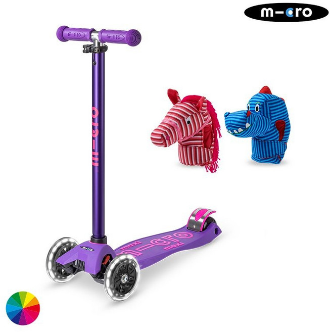 마이크로킥보드_맥시T 디럭스 LED + 인형 세트, 공룡, 옐로우