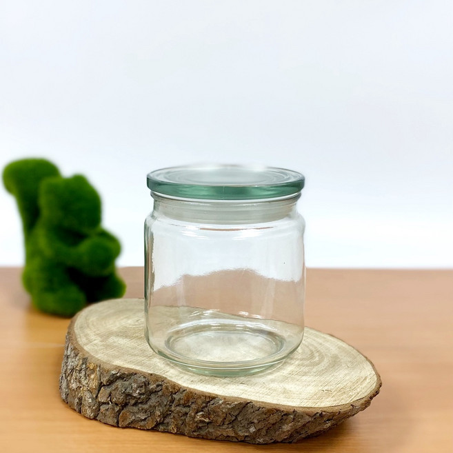 平蓋密封罐 透明玻璃儲物罐 食品保鮮罐 密封防潮罐 廚房收納好幫手, 1個, 3號平蓋：450ml