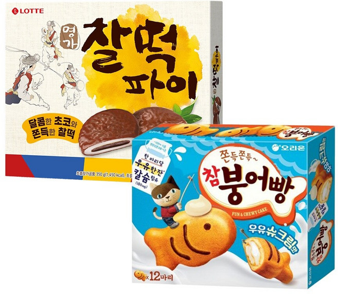 참붕어빵 우유슈크림맛 348g x1 + 찰떡파이 350g
