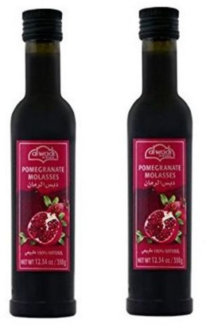 알 와디 석류 당밀 100% 천연 - 두 병 Al Wadi Pomegranate Molasses 100% Natural - Two Bottles, 12.34온스(2팩), 1개, 350g