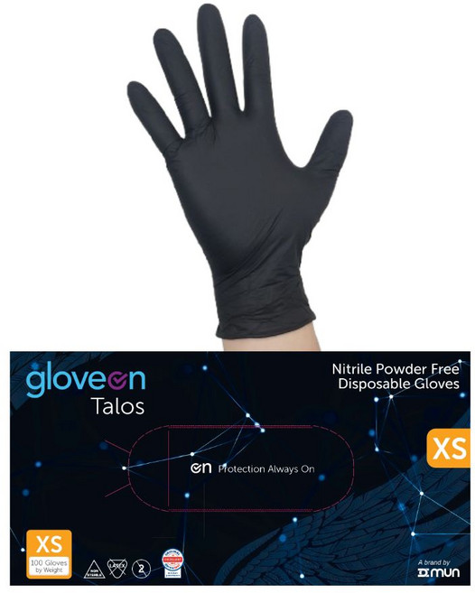 글러브온 초경량 식품용 니트릴장갑 100매, 블랙, XS, 1개