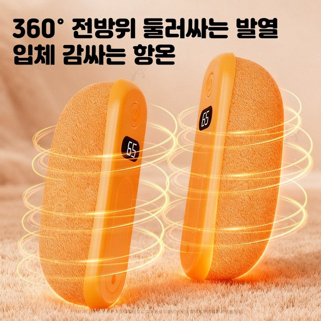Mochae 충전식 손난로 양면 발열 휴대용 미니 손난로 플란넬 대용량 온도조절 전기 핫팩, 베이지, 1800M*2