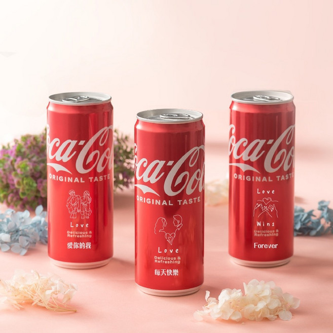Coca-Cola 可樂 零卡/原味 罐裝飲料 似顏繪雷雕 刻字客製化禮物, 1個, 【隨身瘦長罐】330ml 可樂,圖案D＋自訂文字(四個字）