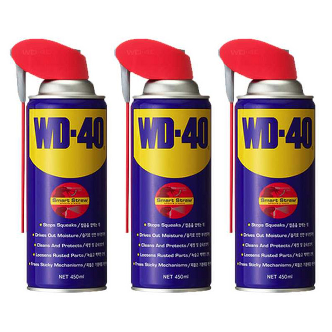 벡스 WD-40 방청윤활제 450ml SS 스마트스트로우 녹방지 부식방지 구리스 스티커제거, 3개