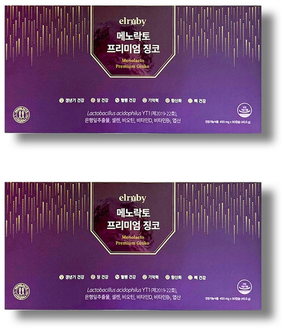 메노락토 프리미엄 징코 갱년기유산균 YT1, 90정, 2박스