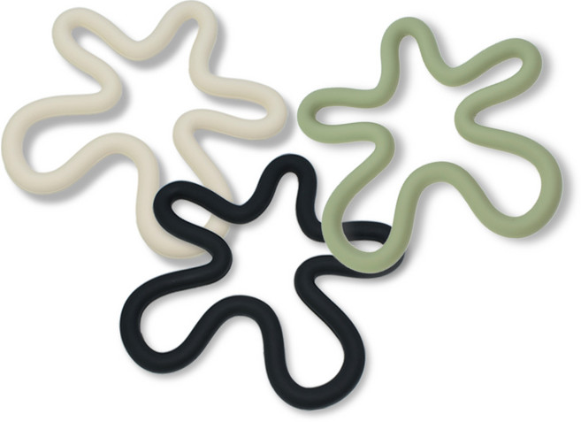 웨이브 실리콘 냄비받침 꽃모양 3개 생활친구, 1세트, 크림&그린&블랙