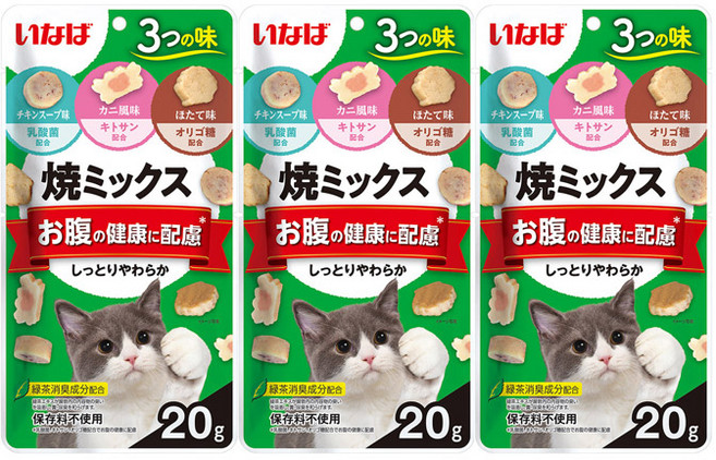 이나바 야끼믹스 닭가슴살 져키 고양이 간식, 3개, 20g, QSC-116/장
