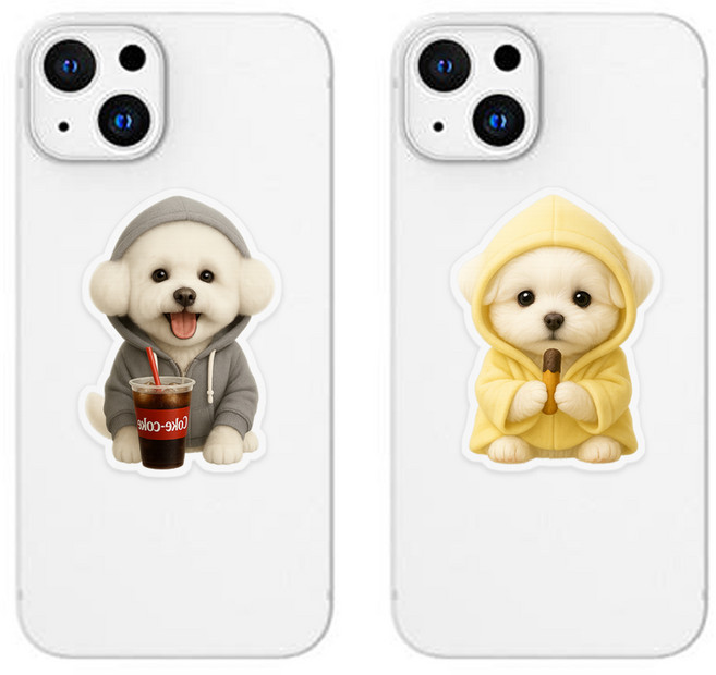 위드코코 (1+1) 귀여운 동물 그립 스마트 톡 핸드폰 거치대, 2개, 귀요미비숑말티스