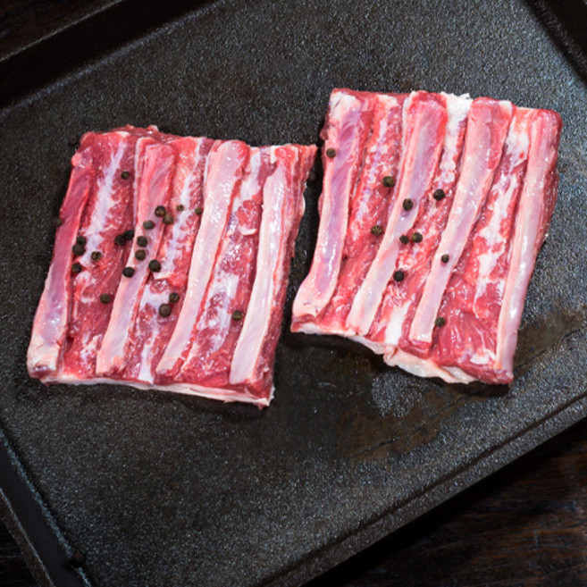 (램스푸드) 호주산프리미엄양고기램 캠핑용 구이용 스테이크 시즈닝 숄더랙 양꼬치 큐브 프렌치랙 양늑간살 양살치살[냉동양삼겹500g], 고급늑간살(냉동)-500g, 1개