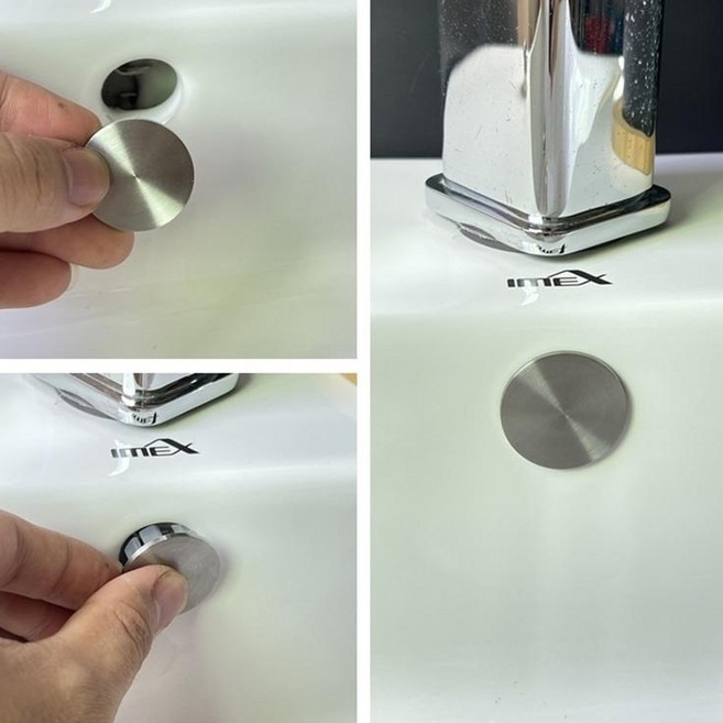 더블슬릿 황동 SUS304 스텐레스 세면대 세면캡 구멍 완전 막힘형 오버플로우 마개 1+1, SUS304스텐